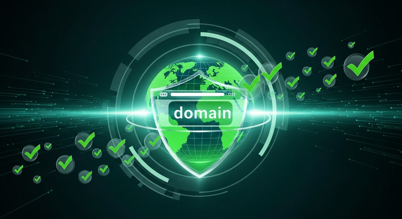 A padlock icon next to a domain name with a checkmark.