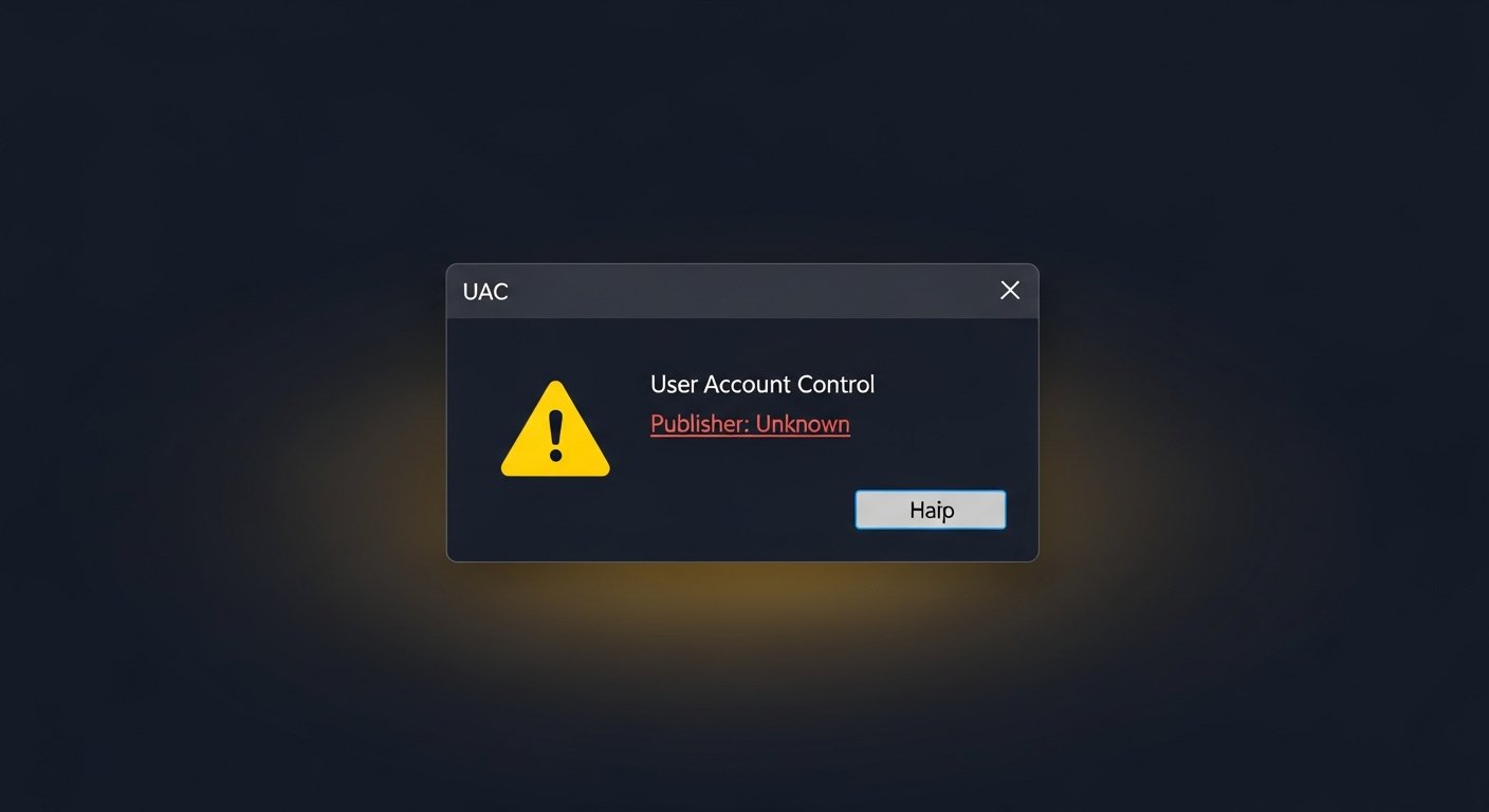 Windows kullanıcı hesabı denetimi penceresi: yayıncı alanında 'Bilinmeyen' yazıyor.